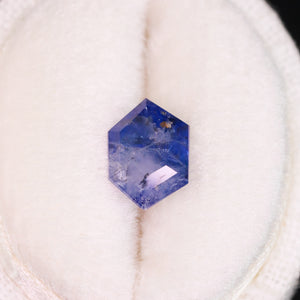 Create your own ring: 1.63ct navy/white river-esque hexagon sapphire