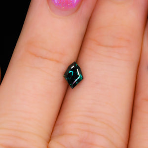 Create your own ring: 0.56ct teal/green step geo/kite sapphire