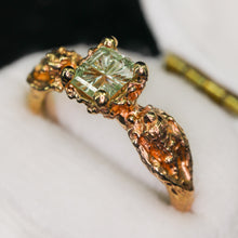 Load image into Gallery viewer, Siren Ring: 14k Starbrite pastel green Montana sapphire (ooak)