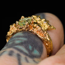 Load image into Gallery viewer, Siren Ring: 14k Starbrite pastel green Montana sapphire (ooak)