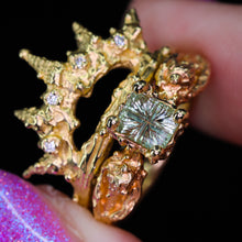 Load image into Gallery viewer, Siren Ring: 14k Starbrite pastel green Montana sapphire (ooak)