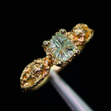 Load image into Gallery viewer, Siren Ring: 14k Starbrite pastel green Montana sapphire (ooak)