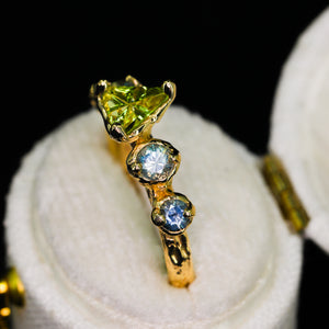 Luna Rose: 14k Starbrite Australian sapphire 5-stone ring (ooak)