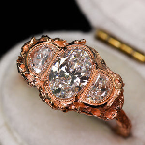 Vespera: 2ct oval and half-moon ring (made to order)