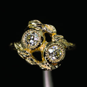 Nightingale: toi et moi ring with 0.89ct vintage OEC diamonds