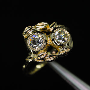 Nightingale: toi et moi ring with 0.89ct vintage OEC diamonds