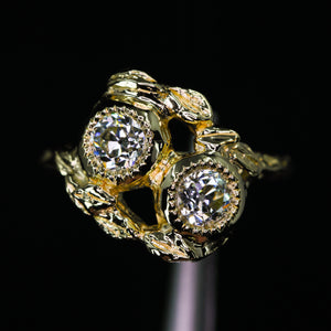 Nightingale: toi et moi ring with 0.89ct vintage OEC diamonds