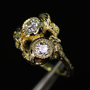 Nightingale: toi et moi ring with 0.89ct vintage OEC diamonds