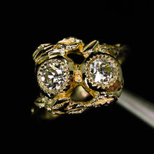 Load image into Gallery viewer, Nightingale: toi et moi ring with 0.89ct vintage OEC diamonds