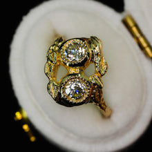 Load image into Gallery viewer, Nightingale: toi et moi ring with 0.89ct vintage OEC diamonds