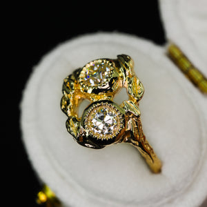 Nightingale: toi et moi ring with 0.89ct vintage OEC diamonds