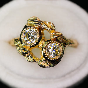 Nightingale: toi et moi ring with 0.89ct vintage OEC diamonds