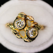 Load image into Gallery viewer, Nightingale: toi et moi ring with 0.89ct vintage OEC diamonds