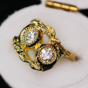 Nightingale: toi et moi ring with 0.89ct vintage OEC diamonds