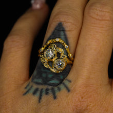 Load image into Gallery viewer, Elven ring: 14K gold arched band with diamonds