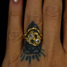 Load image into Gallery viewer, Elven ring: 14K gold arched band with diamonds