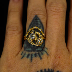 Nightingale: toi et moi ring with 0.89ct vintage OEC diamonds