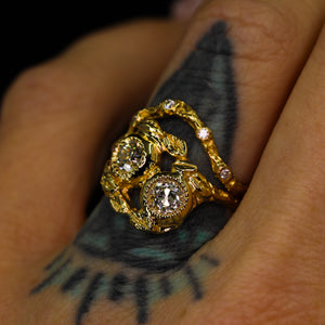 Nightingale: toi et moi ring with 0.89ct vintage OEC diamonds