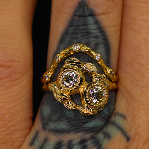 Nightingale: toi et moi ring with 0.89ct vintage OEC diamonds