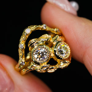 Nightingale: toi et moi ring with 0.89ct vintage OEC diamonds