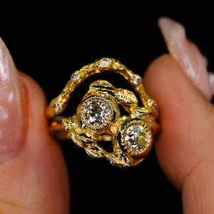 Nightingale: toi et moi ring with 0.89ct vintage OEC diamonds