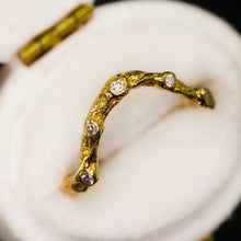 Load image into Gallery viewer, Elven ring: 14K gold arched band with diamonds