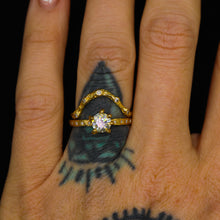 Load image into Gallery viewer, Elven ring: 14K gold arched band with diamonds