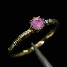 Load image into Gallery viewer, Oakley: 14k yellow gold, pink opalescent sapphire &amp; diamond ring