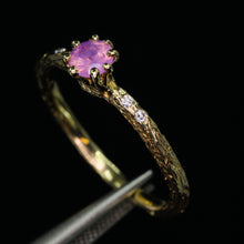 Load image into Gallery viewer, Oakley: 14k yellow gold, pink opalescent sapphire &amp; diamond ring