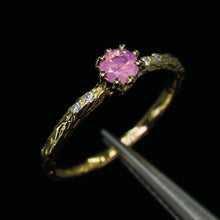 Load image into Gallery viewer, Oakley: 14k yellow gold, pink opalescent sapphire &amp; diamond ring