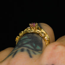 Load image into Gallery viewer, Oakley: 14k yellow gold, pink opalescent sapphire &amp; diamond ring