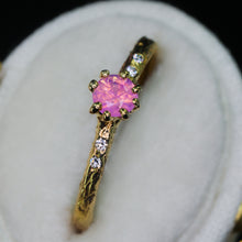 Load image into Gallery viewer, Oakley: 14k yellow gold, pink opalescent sapphire &amp; diamond ring