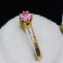 Load image into Gallery viewer, Oakley: 14k yellow gold, pink opalescent sapphire &amp; diamond ring