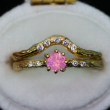 Load image into Gallery viewer, Oakley: 14k yellow gold, pink opalescent sapphire &amp; diamond ring