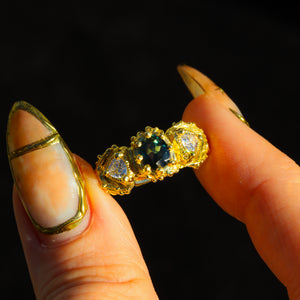 Twilight of Pleiades: 18k sapphire & diamond ring