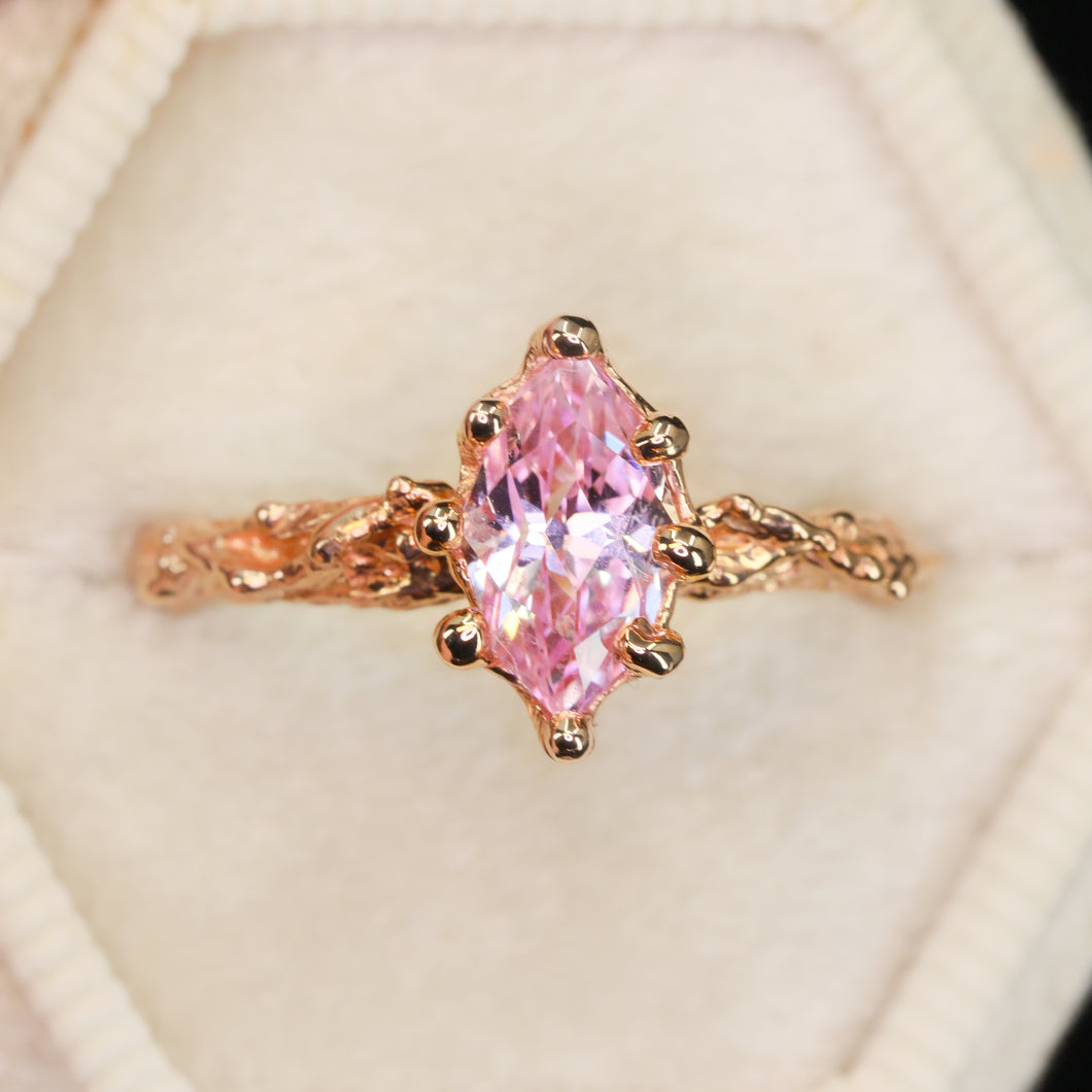 Moonflower: 14k rose gold & marquise pink sapphire