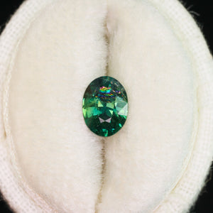 Create your own ring: 1.23ct teal/green oval sapphire