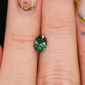 Create your own ring: 1.23ct teal/green oval sapphire