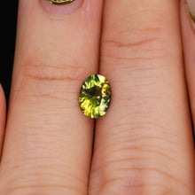 Load image into Gallery viewer, Create your own ring: 1.29ct bicolor hazel/green oval sapphire