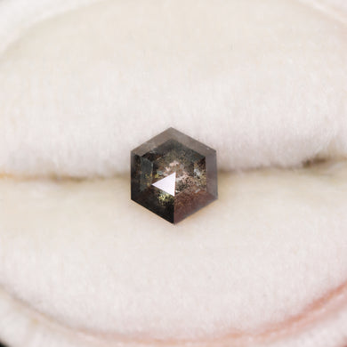 Create your own ring: 0.58ct rosecut hexagon salt & pepper diamond