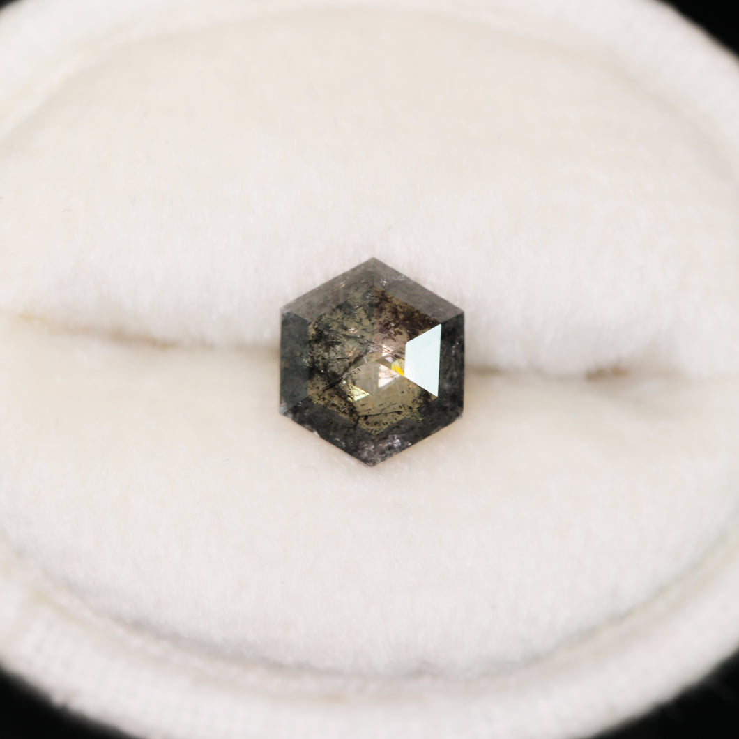 Create your own ring: 0.78ct rosecut hexagon salt & pepper diamond