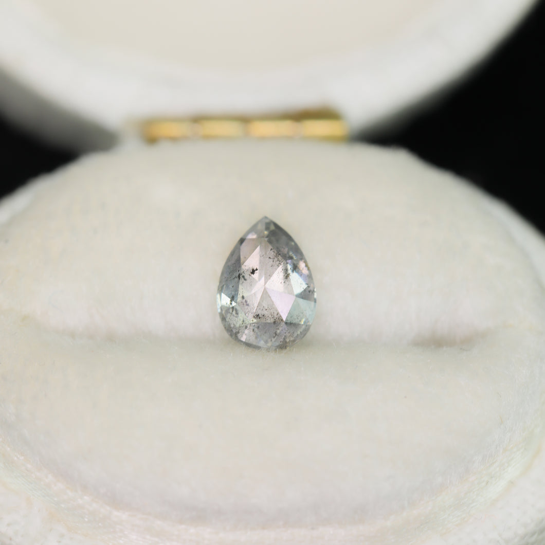 Create your own ring: 0.66ct rosecut pear salt & pepper diamond