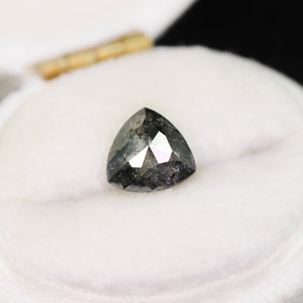 Create your own ring: 1.38ct rosecut trillion salt & pepper diamond