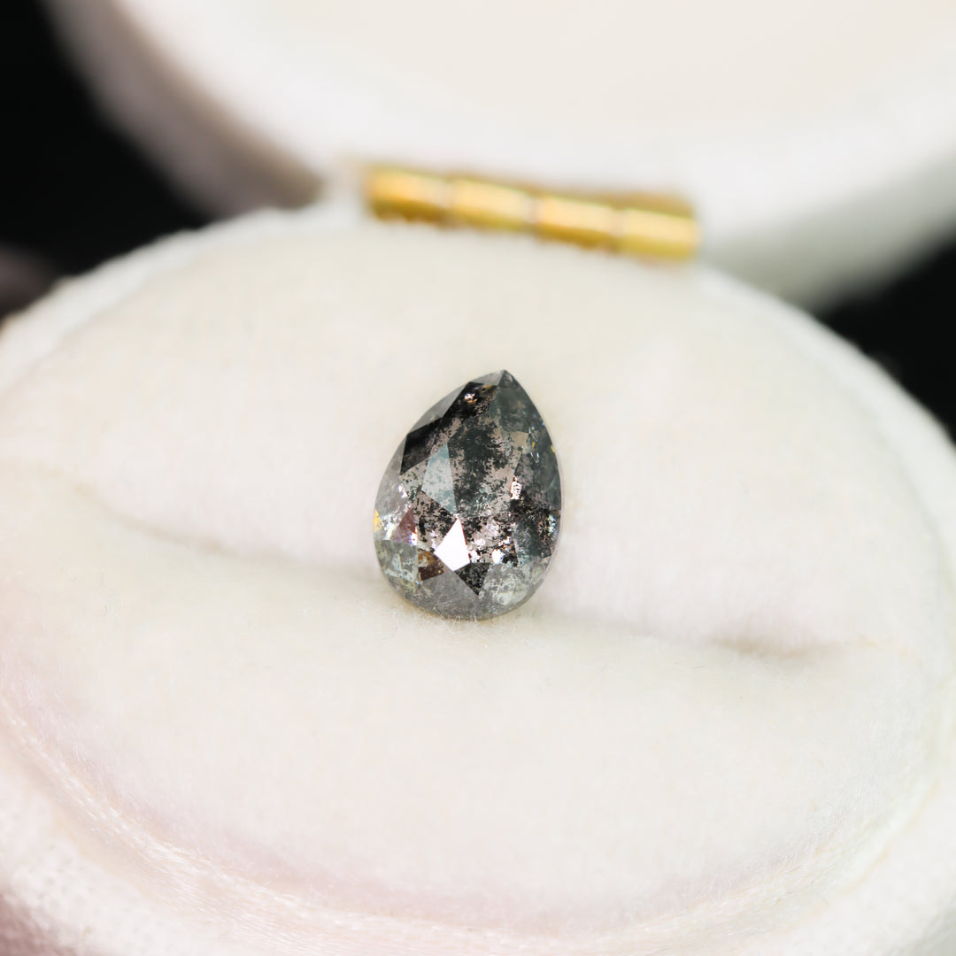 Create your own ring: rosecut pear salt pepper diamond