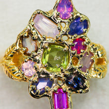 Load image into Gallery viewer, Starwoven Vale: 14k sapphire cluster ring (one of a kind)