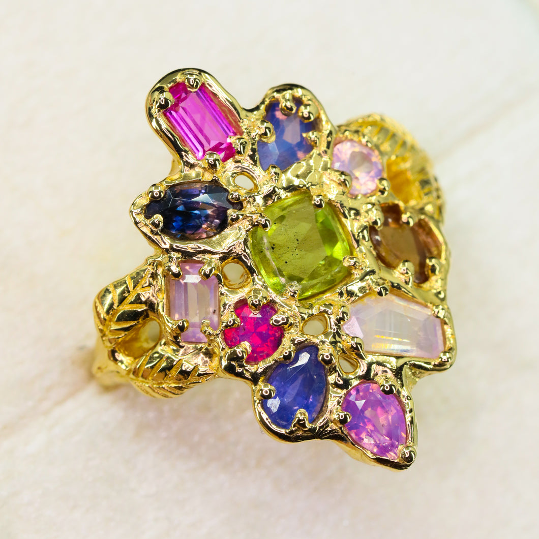 Starwoven Vale: 14k sapphire cluster ring (one of a kind)