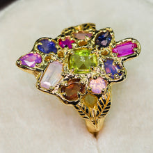 Load image into Gallery viewer, Starwoven Vale: 14k sapphire cluster ring (one of a kind)