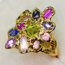 Load image into Gallery viewer, Starwoven Vale: 14k sapphire cluster ring (one of a kind)