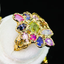 Load image into Gallery viewer, Starwoven Vale: 14k sapphire cluster ring (one of a kind)