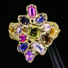 Load image into Gallery viewer, Starwoven Vale: 14k sapphire cluster ring (one of a kind)